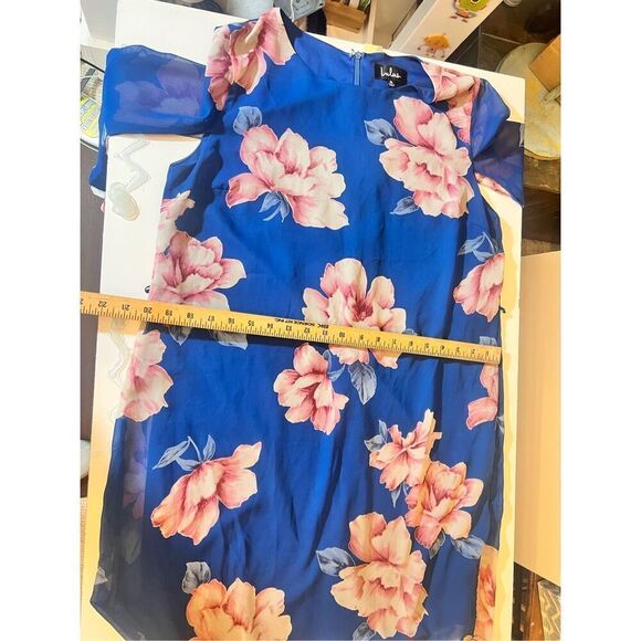 Lulus blue dress with pink roses size X-Large - Picture 6 of 9